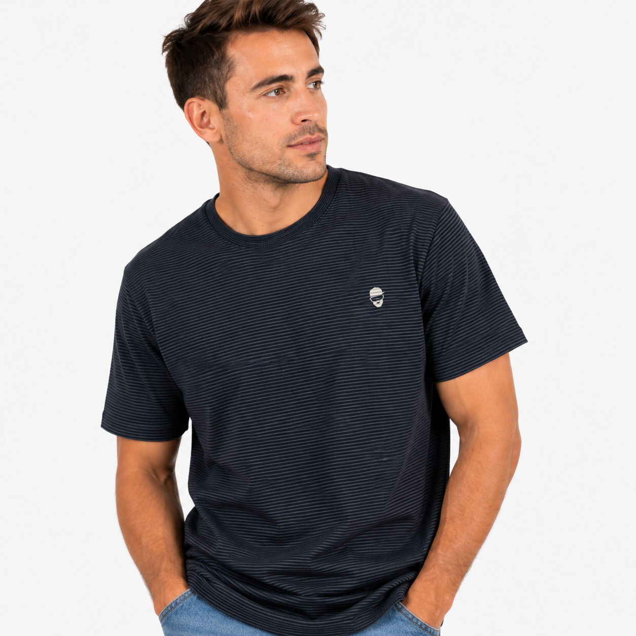 Midnight Line Tee – Navy Striped