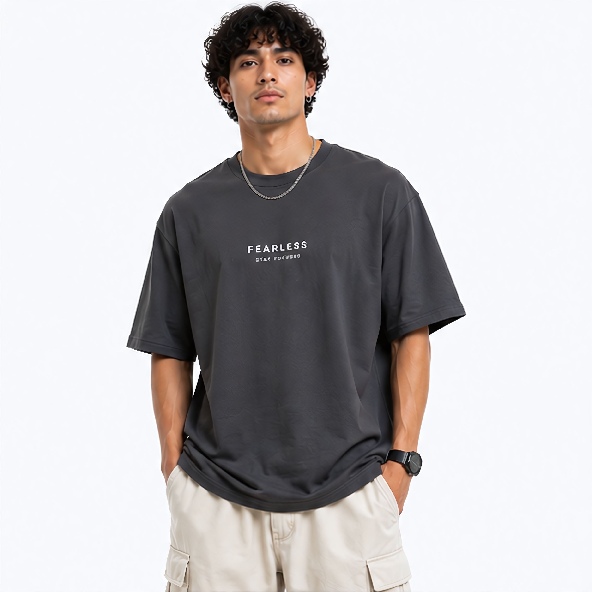 Midnight Navy Oversized T Shirt With Moisture Wicking Cotton Polyester Blend Technology
