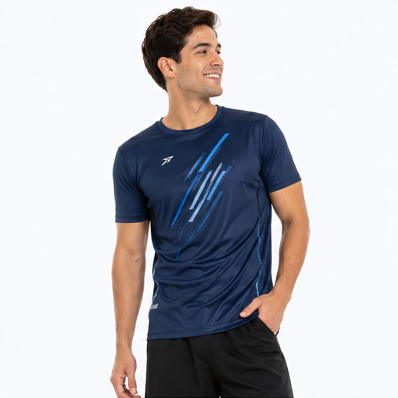 Kinetic Abstract Graphic Tee - Deep Blue